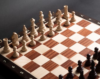 Tournament Chess Wooden Set Folding 430mmx430mm Wood Board veneer hand made in Poland