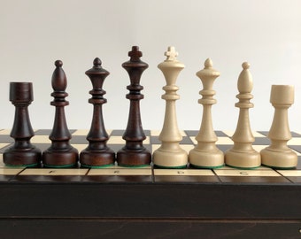 Houten schaakset Vouwen van schaakbordstukken Houten bordfineer, handgemaakt in Polen