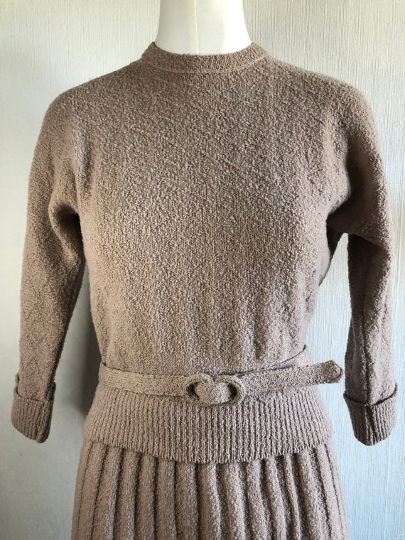 Vintage 1950s Sweater Set in Pale Milk Chocolate B