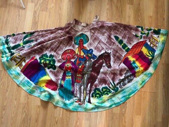 1950s Mexican hand painted skirt