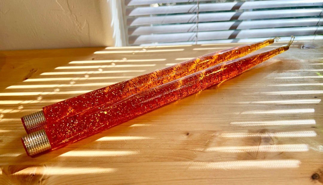 Rare Large Orange Lucite Candlesticks Etsy
