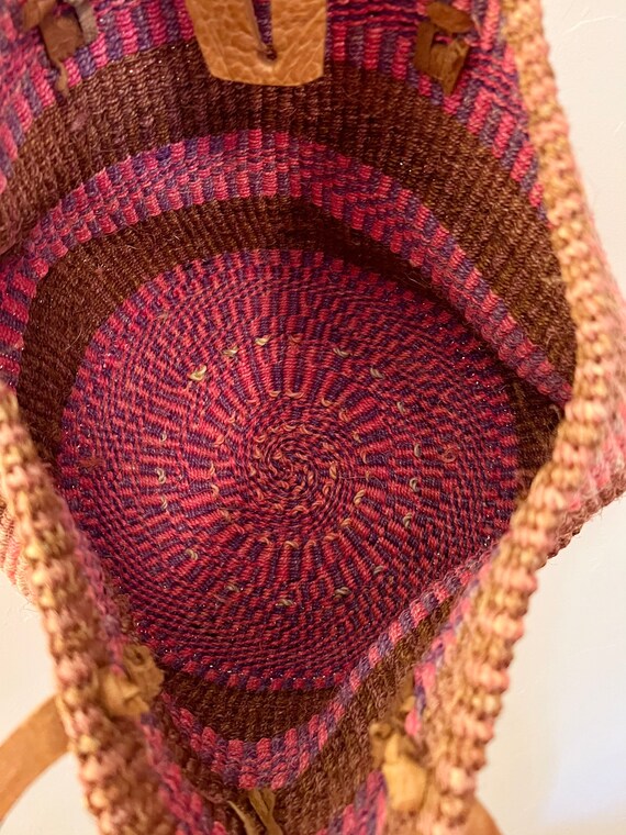 Vintage Pink/Purple Jute Bag - image 2