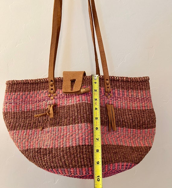 Vintage Pink/Purple Jute Bag - image 9