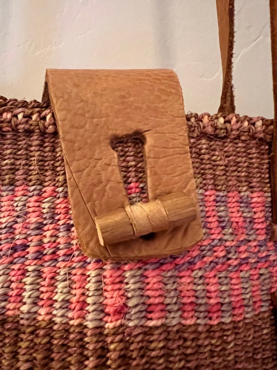 Vintage Pink/Purple Jute Bag - image 5