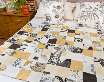 Handmade Patchwork Quilt Rose Garden Pink Green and Cream | Etsy