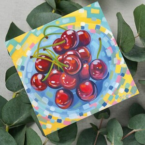 Cerise, Art de la cerise, Fruit coloré, Mini impressions d'art, Impressions cartes postales