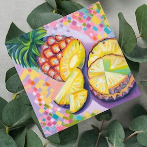 Ananas, Art d'ananas, Fruits colorés, Mini impressions d'art, Impressions de cartes postales