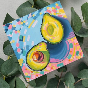 Avocat, Art avocat, Fruits colorés, Mini impressions artistiques, Impressions cartes postales