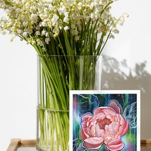 Peony Flower Mini Art Prints, Peony art prints, floral art prints image 5