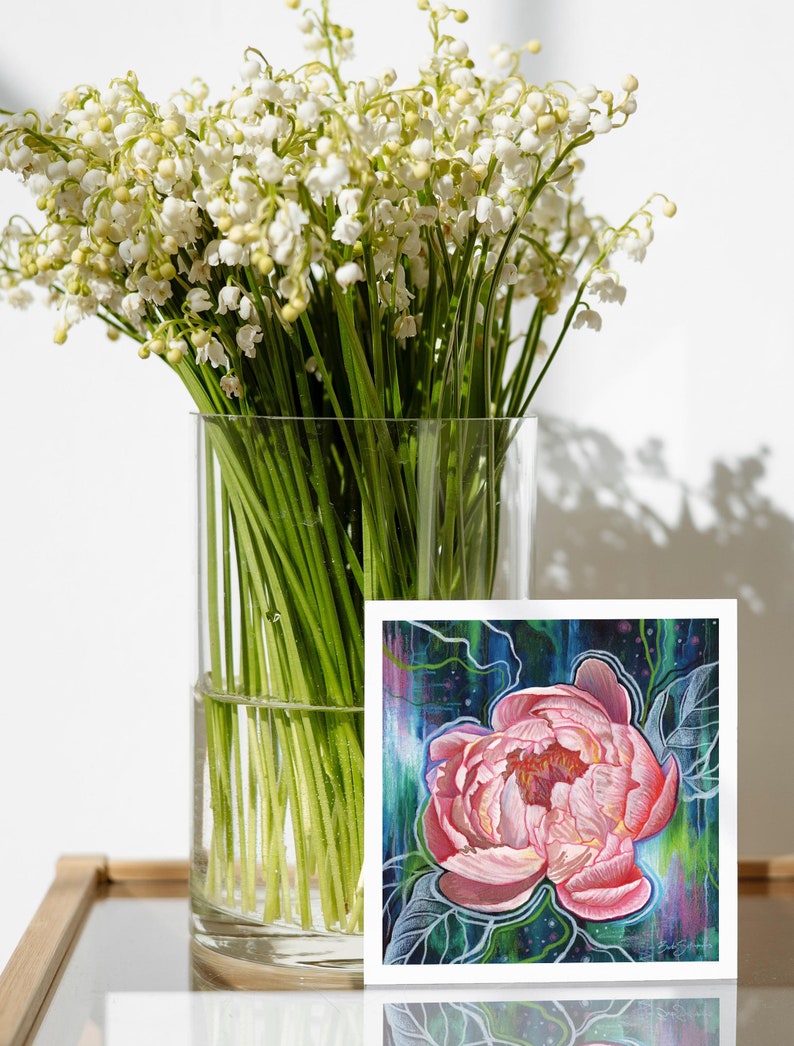 Peony Flower Mini Art Prints, Peony art prints, floral art prints image 5