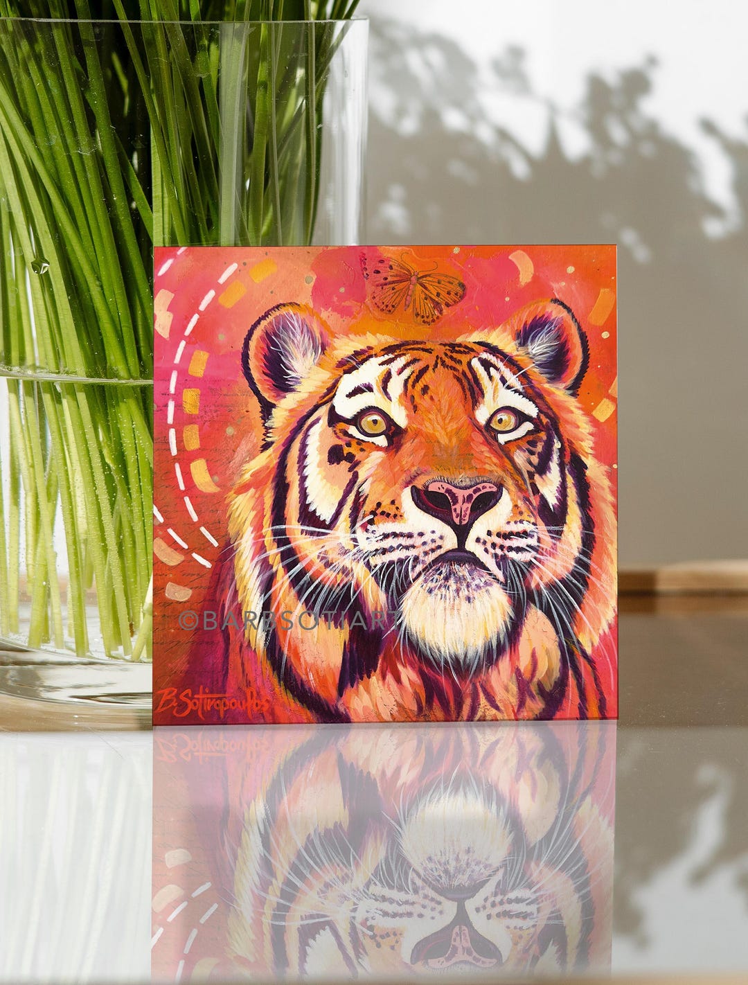 Tiger Art Print: Colourful Wildlife, Big Cat Portrait (4.72x4.72 Inch ...