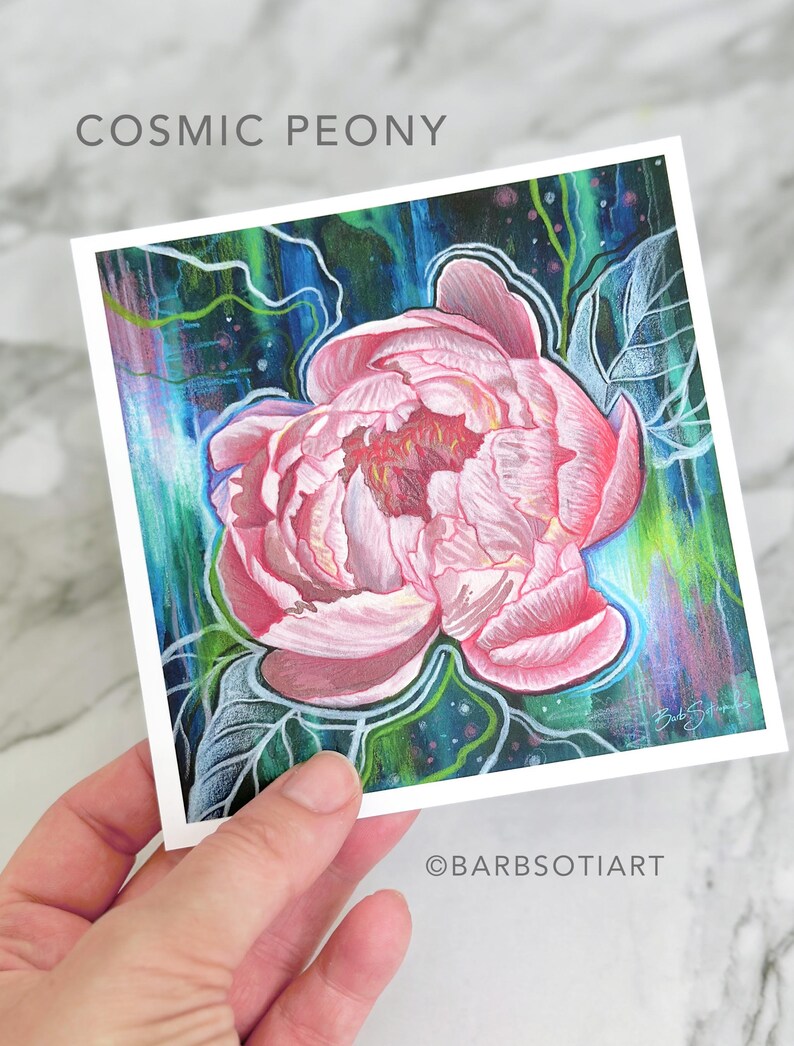 Peony Flower Mini Art Prints, Peony art prints, floral art prints image 3