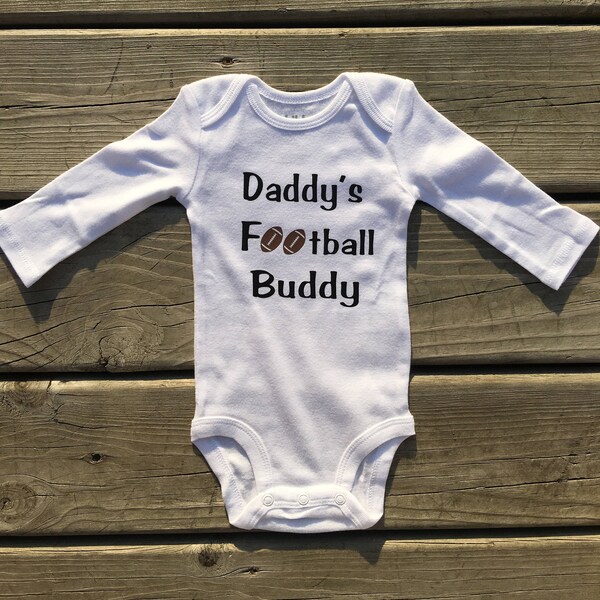 Daddy's Football Buddy Baby One Piece Green And Yellow Cute Boy Or Gir