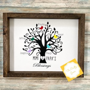 Grandparents Personalized Family Tree/Family Name/Canvas Sign with Children/Grandchildren&#39;s/Great Grandchildren&#39;s Names