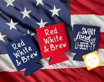 America Drink Holders/Can Coolers - Red White & Blue - 4th of July