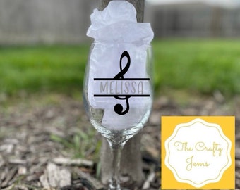 Personalized 20 oz Wine Glass-Music Notes