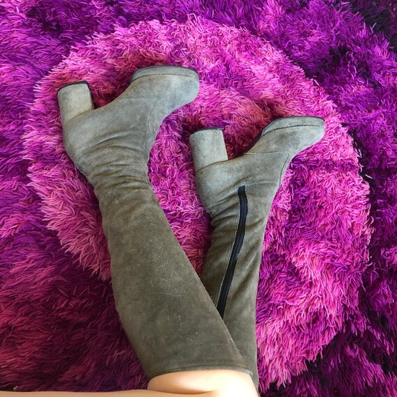 Vintage 60s Beige Suede Gogo Boots 5.5/6 UK