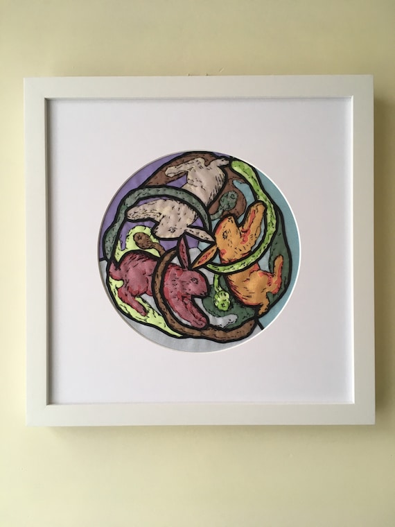 Triple hare Tinners rabbits. Etsy