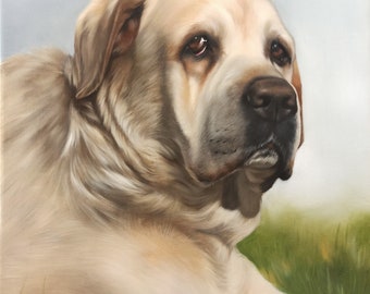 Labrador Retriever - handgemaltes Hundeportrait. Geschenk für Hundeliebhaber. Gemälde vom Foto, Öl auf Leinwand