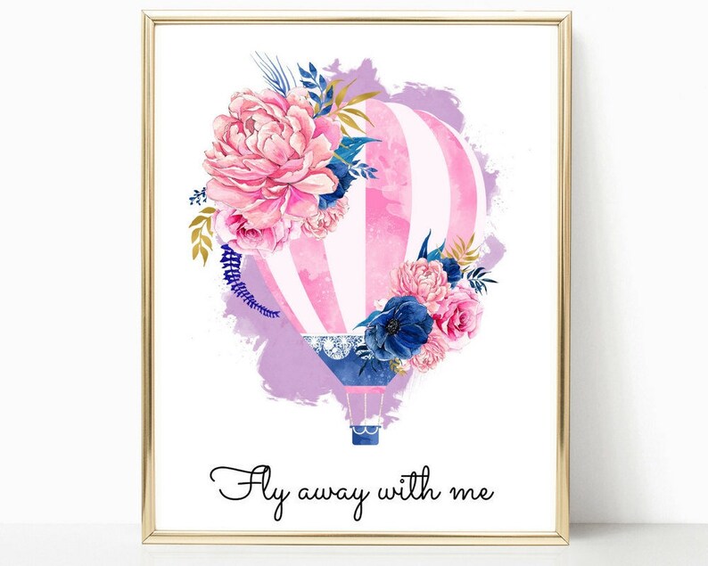 Romantic Balloon Romantic Bedroom Girlfriend Gift Wall Art Hot Air Balloon Valentines Gift Gift Famous Quote Wall Art Prints