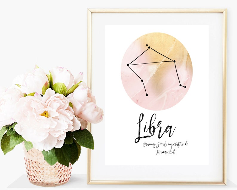 Libra Bedroom Decor Zodiac Print Constellation Etsy UK