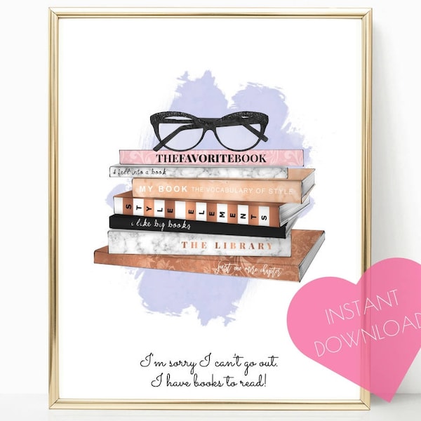 Book lover gift | Book art | Teen girl gifts | Teen girl room decor | Teen girl wall art | Printable wall art | Prints wall art | Art prints