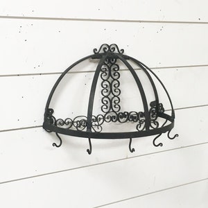 Vintage rack hook holder metal black retro wall decor shelf kitchen jewelry funky farmhouse