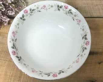 Vintage bowl serving three castle china Shannon rose replacement decor serving pink