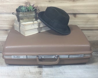 Vintage Samsonite suitcase brown hardshell concord retro luggage travel decor storage