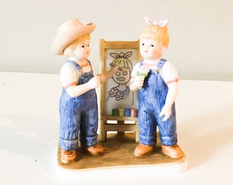 Denim days figurine portrait of Debbie decor gift Homco ceramic