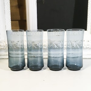 Vintage blue glasses tumblers libby Libbey decor midcentury retro replacement decor