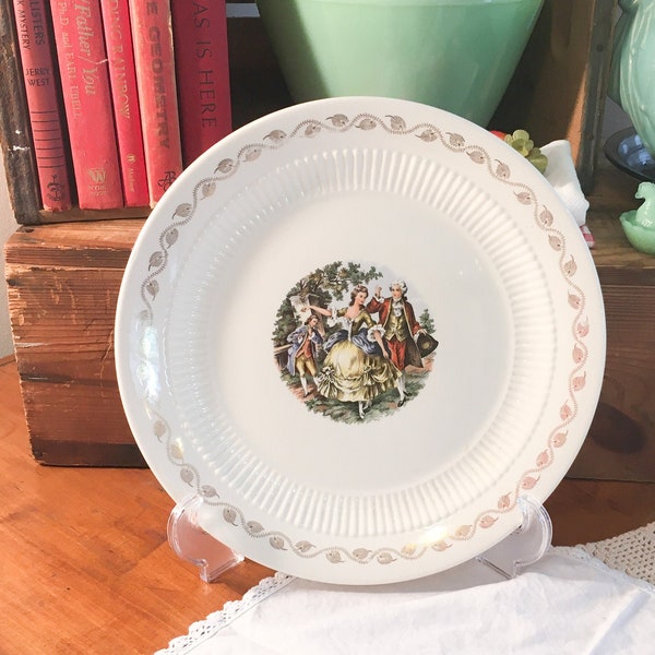 Vintage platter plate royal china early American colonial Victorian serving decor wedding retro