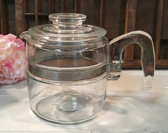 Vintage Pyrex coffee pot 7754 4 cup Flameware decor glass retro mid century coffee bar cookware
