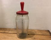 Vintage glass jar mixer duraglass Hollywood mix stir between milkshake decor retro Barware drink decor metal glass