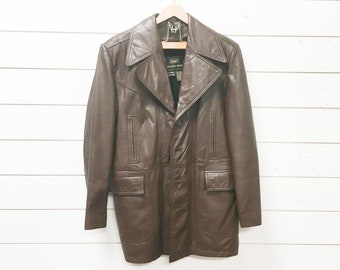 Vintage men’s coat leather lined sears western wear korea retro winter coat