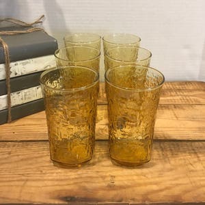 VINTAGE 5'' AMBER BAMBOO DRINKING GLASSES