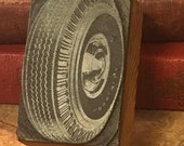 Vintage stamp tire stamp press craft decor repurpose wood scrapbooking retro
