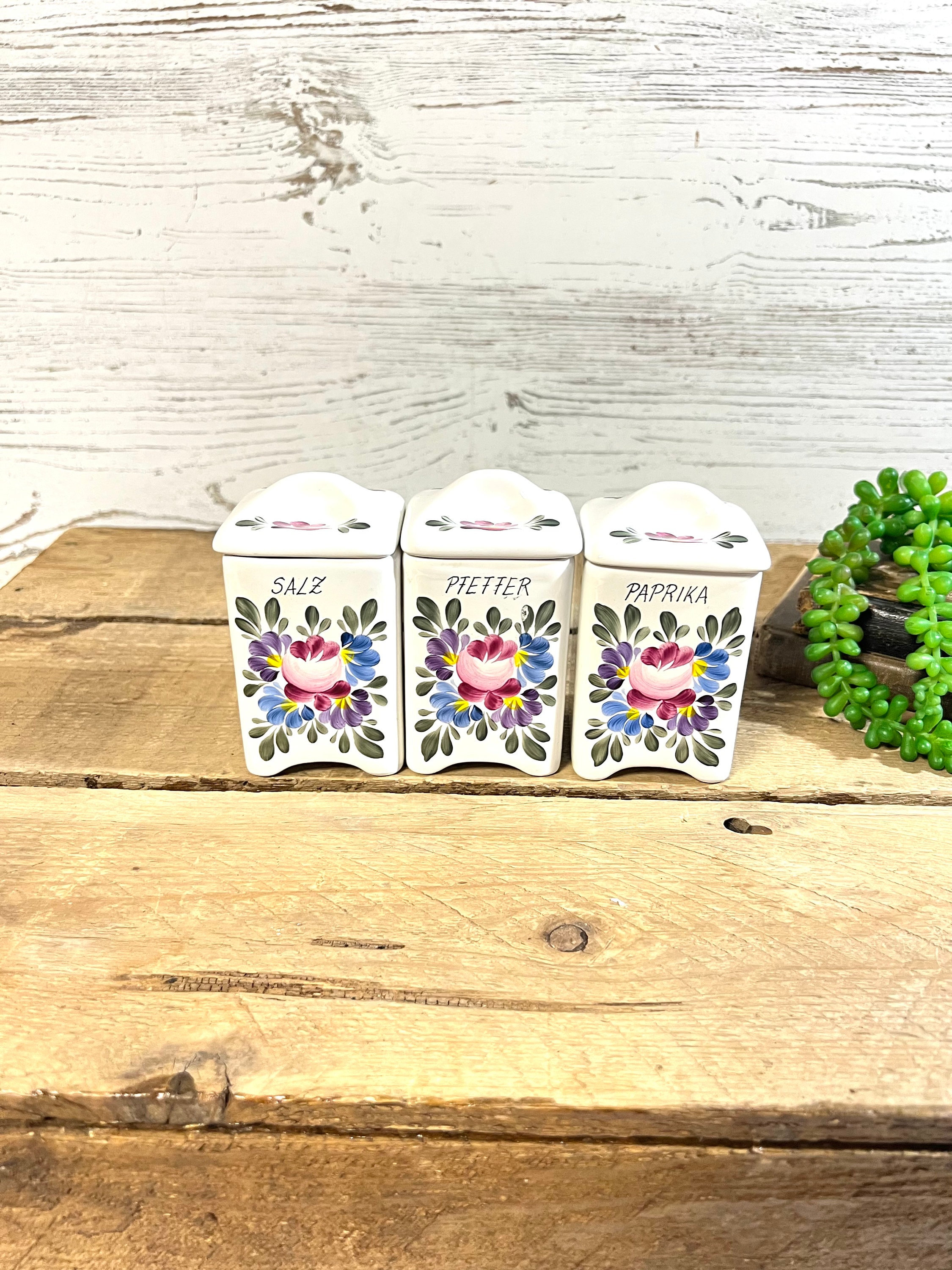 Vintage Home Spice Jars, Ceramic, Cream