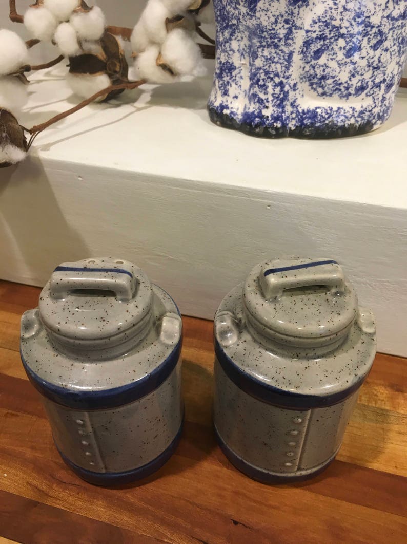 Vintage salt pepper shaker Japan home sweet home decor blue grey farmhouse country gift holiday retro wedding