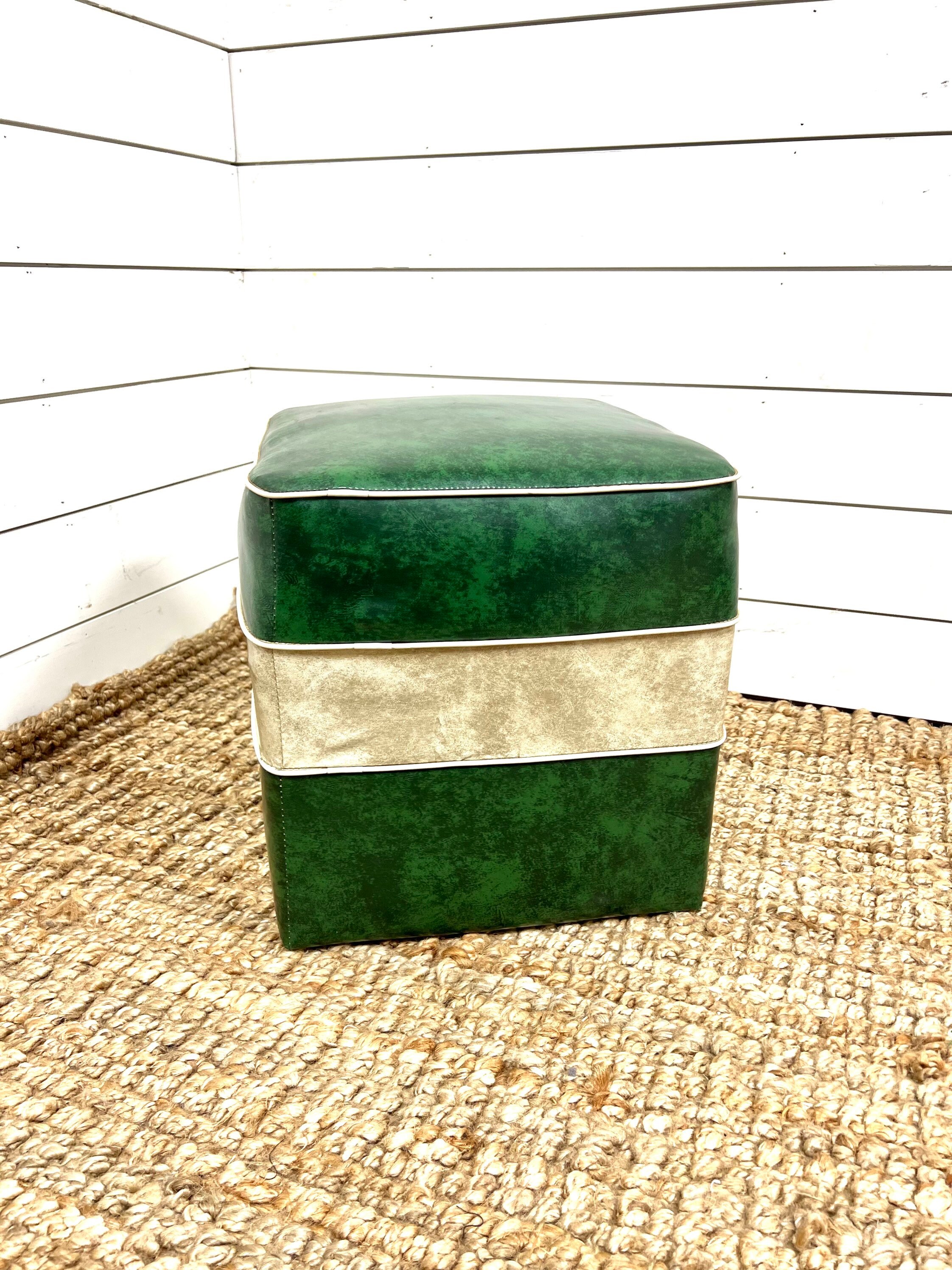 Vintage Vinyl Foot Stool Mid Century Decor Retro Etsy