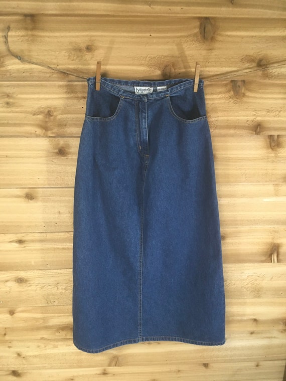 Vintage denim skirt blue jean long bagatelle size… - image 2