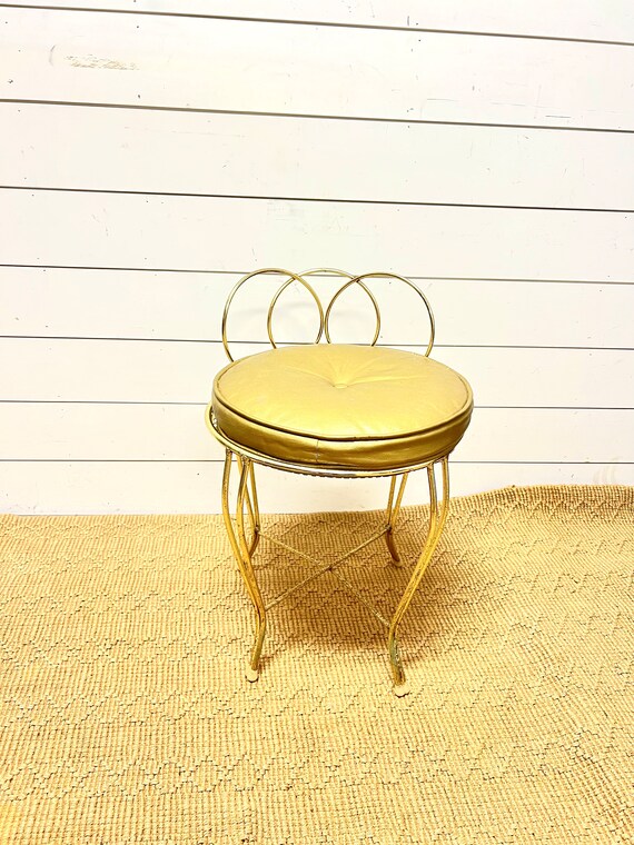 Vintage brass vanity chair deals