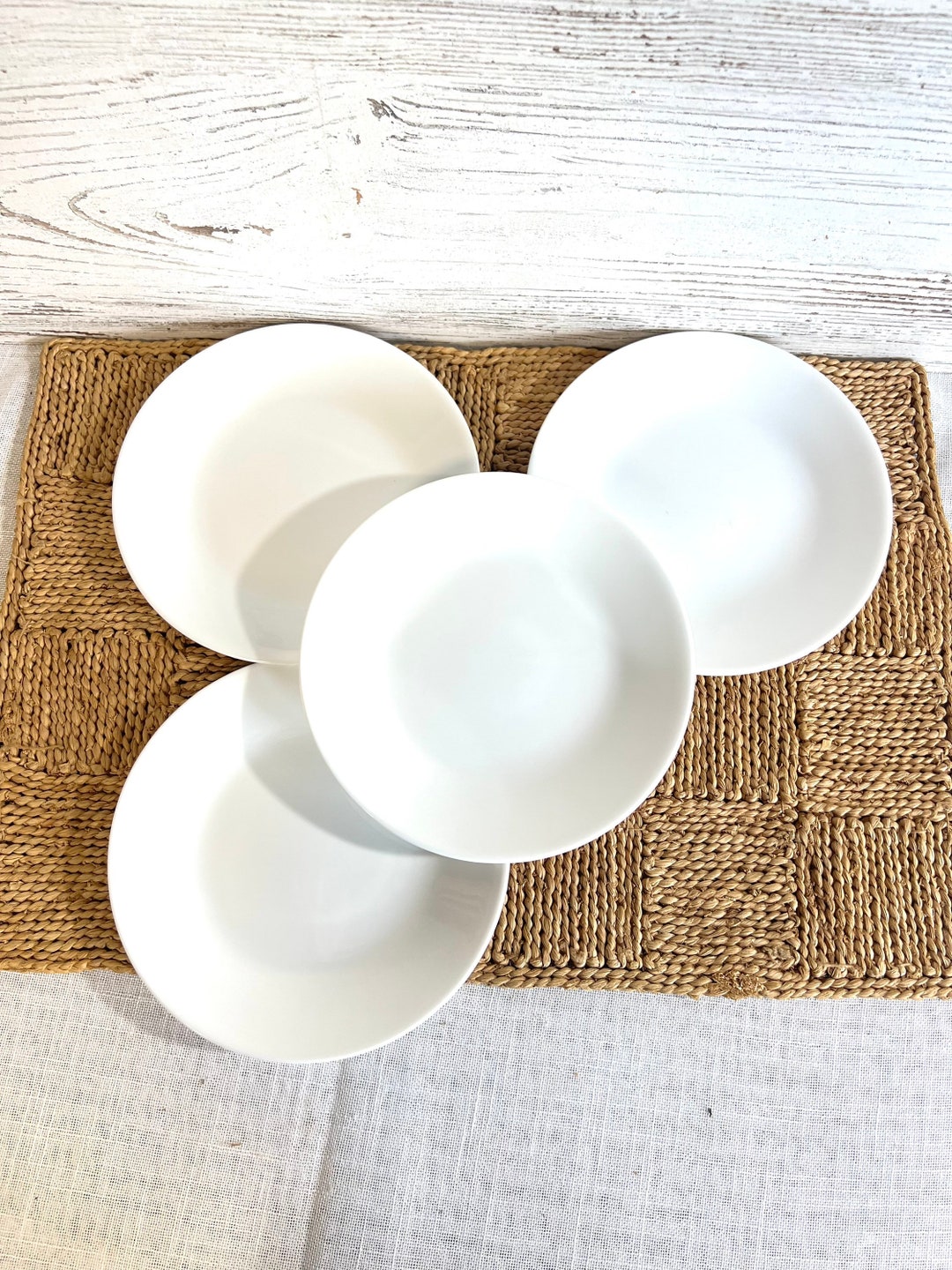 Vintage Corelle Plates White Bread Salad Dessert Plates Etsy
