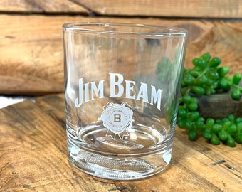 Vintage Jim beam glass low ball whiskey advertising decor gift bar