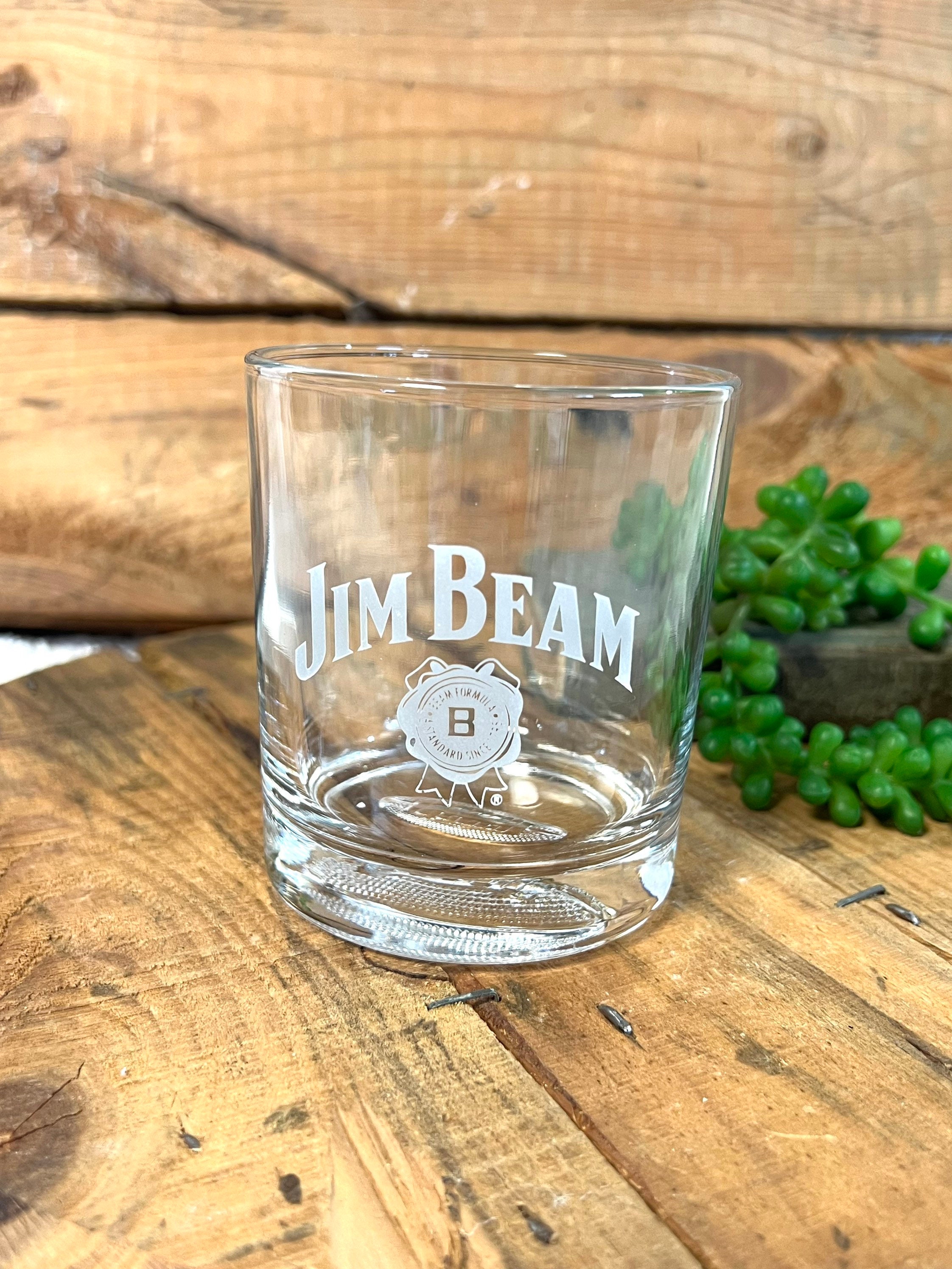 Vintage Jim beam glass low ball whiskey advertising decor gift bar