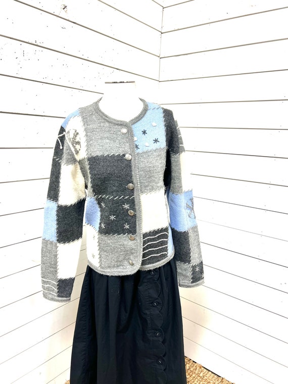 Vintage tally ho wool sweater blue gray medium