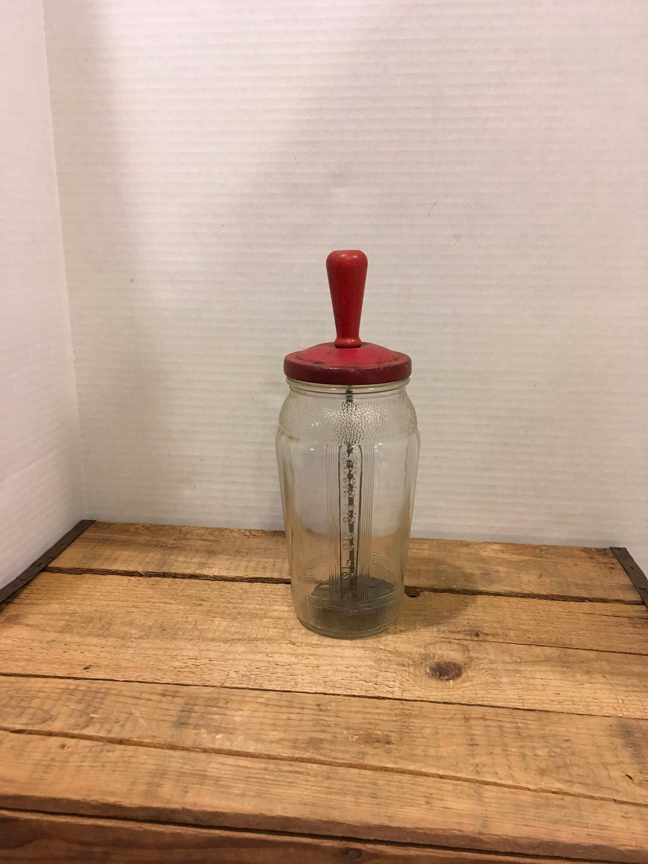 Vintage Glass Jar Mixer Duraglass Hollywood Mix Stir Between Etsy