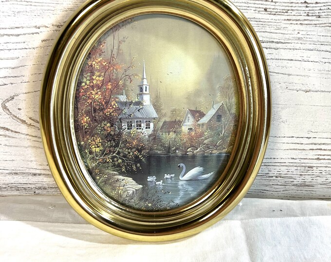 Vintage Homco Wall Decor Gold Framed Picture Cottage Core Etsy