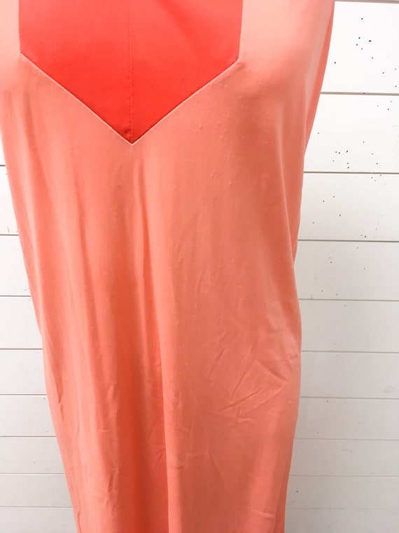 Vintage gown nightgown retro orange peach gray mi… - image 5