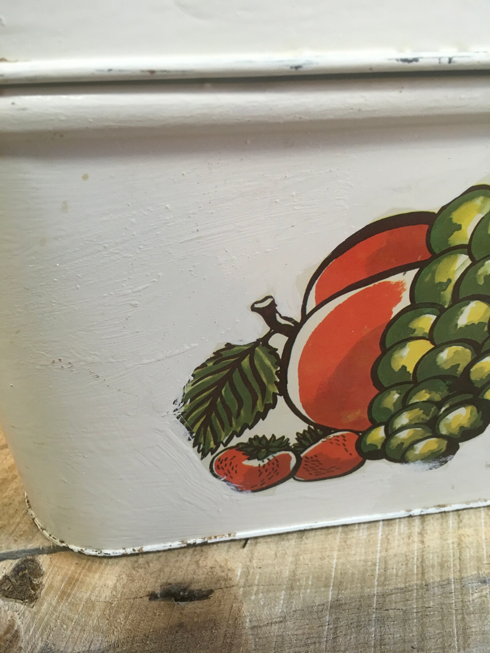Vintage breadbox bread box metal decoware fruit apple retro Etsy